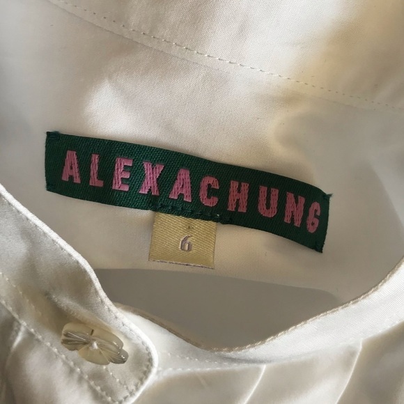 AlexaChung White 100% Cotton Pleated Placket Tuxedo Shirt - Picture 9 of 13